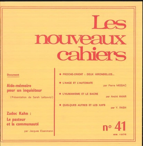 Les Nouveaux Cahiers N°041 (Eté 1975)